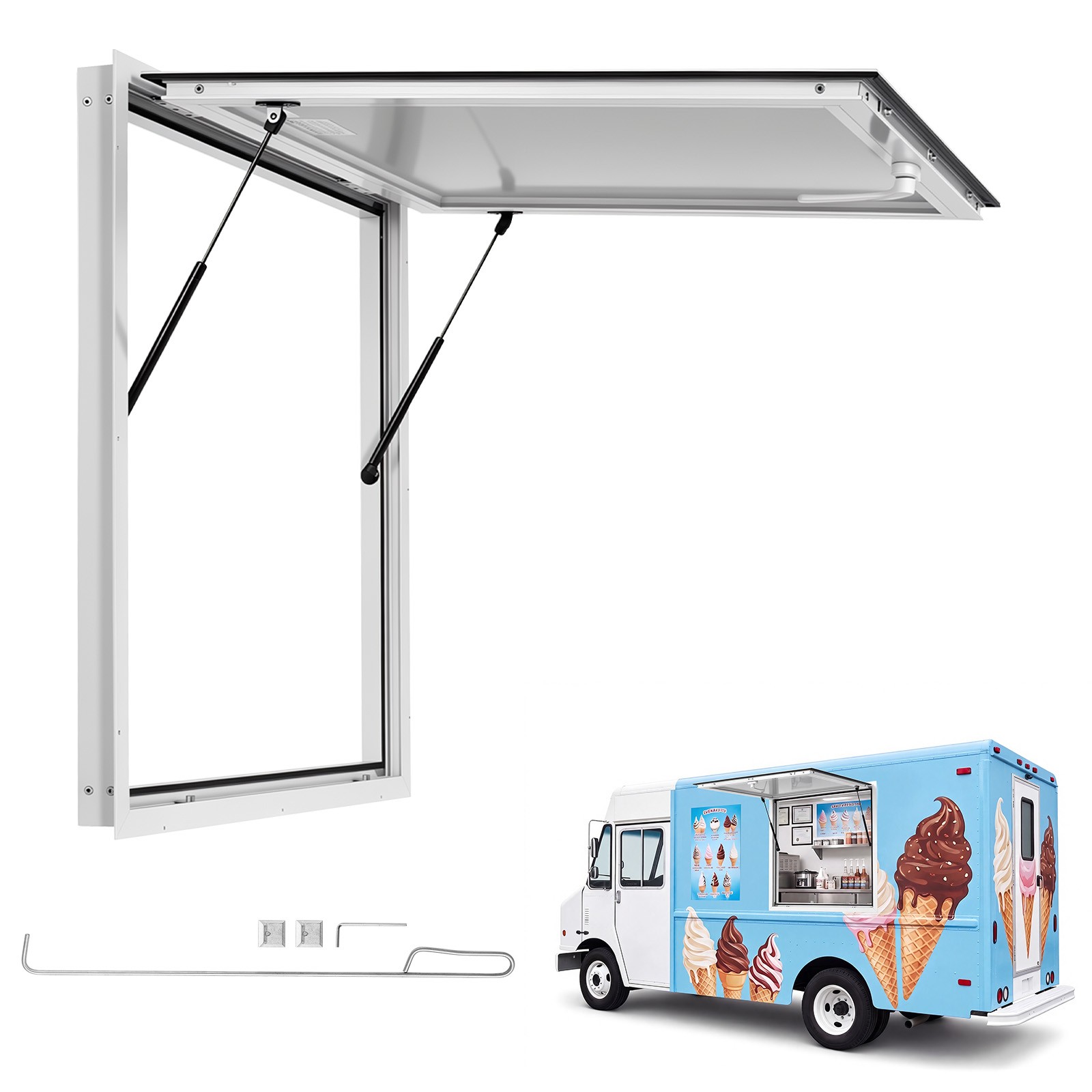 VEVOR 36x36 in Concession Window Aluminum Alloy Frame Service Window Food Truck