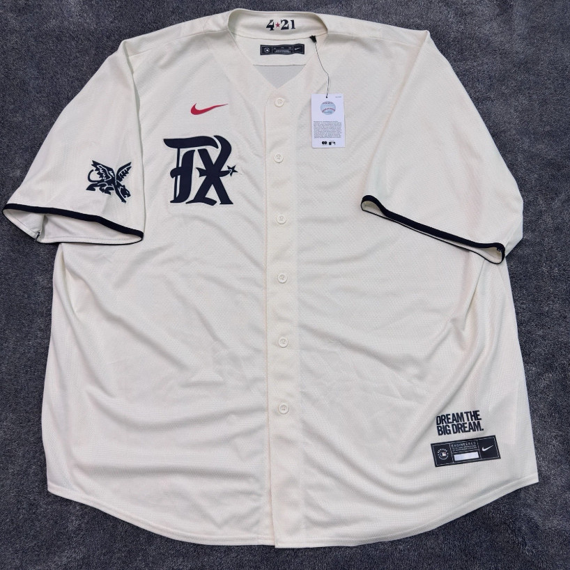 Texas Rangers City Connect Baseball Jersey Size S-3XL NWT Cream