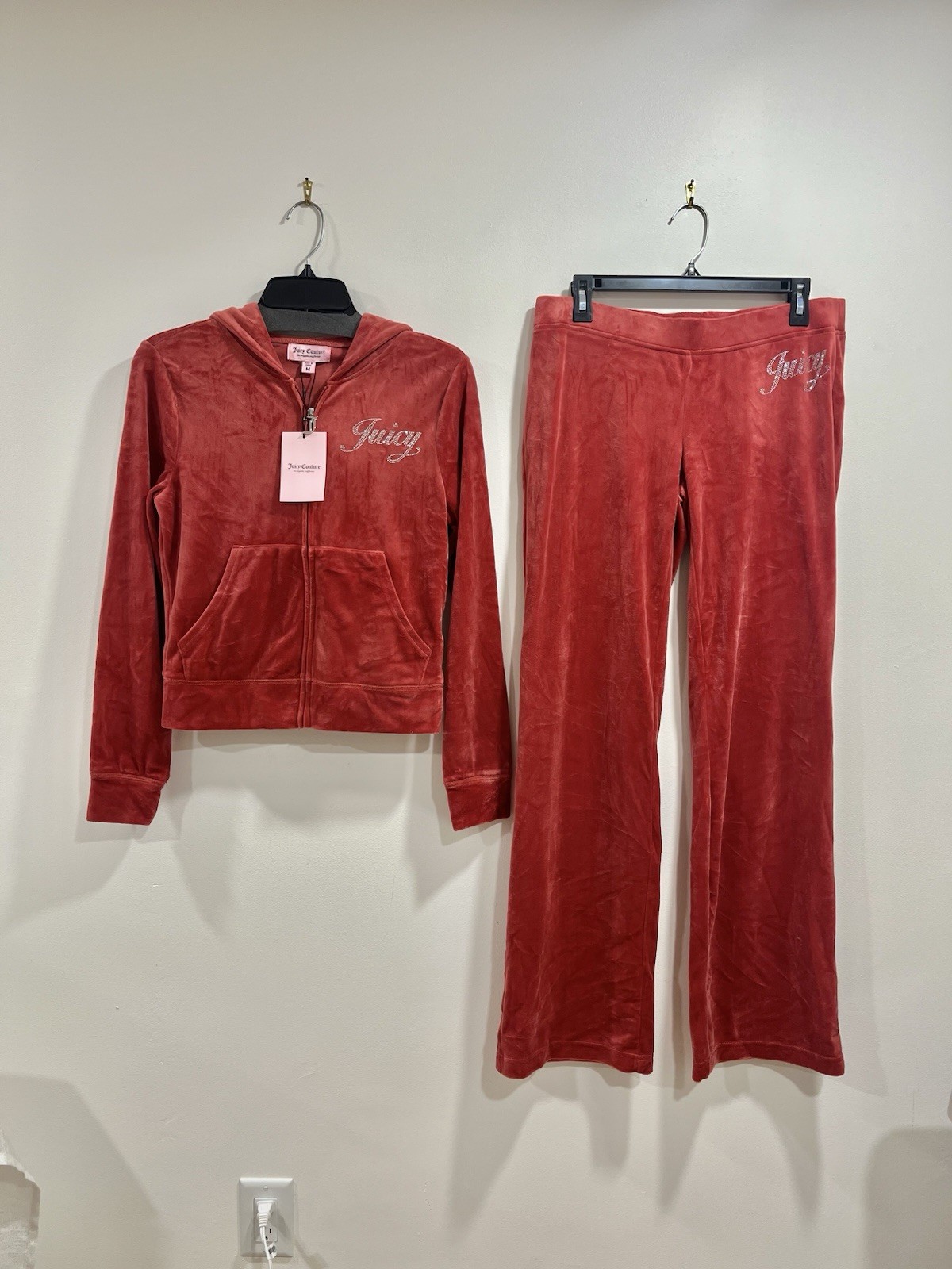 Juicy Couture Baked Apple Velour Tracksuit Set M Rhinestone NWT Y2K