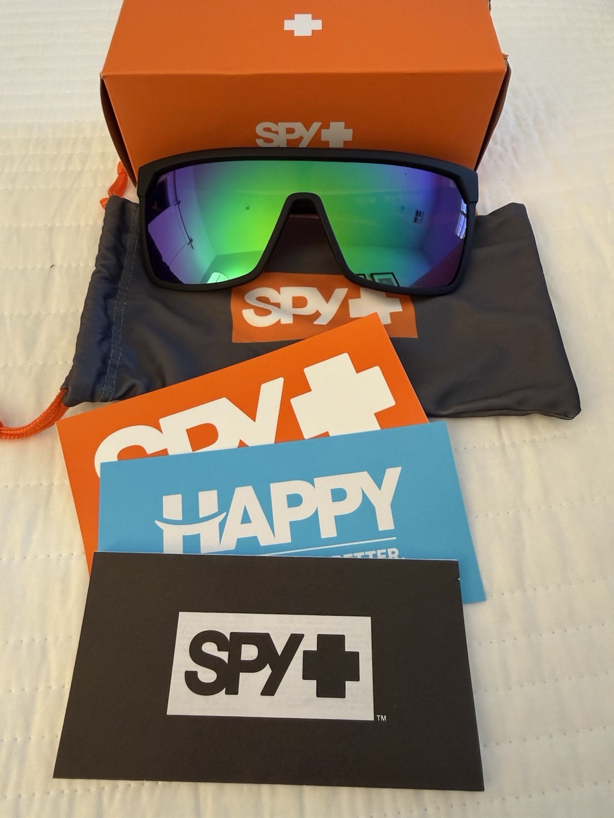 SPY+ Optic Flynn Sunglasses - Soft Matte Black, Happy Gray Green lens