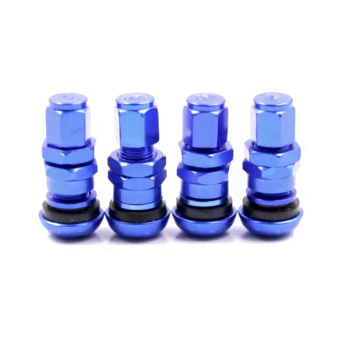 4 RAYS VOLK RACING BLUE FORGED ALUMINUM VALVE STEM CAPS WHEELS RIM UNIVERSAL JDM