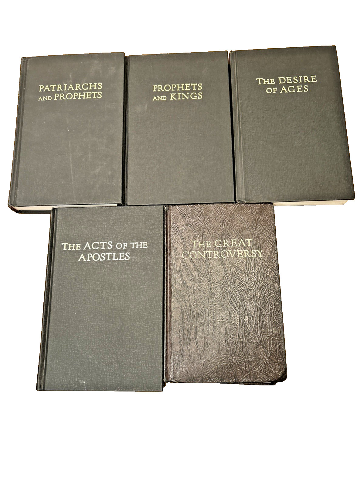 Ellen G White 1950s Conflict of The Ages 5 Volume Set Black Hardcover SDA books Ellen G White 1950s Conflict of The Ages 5 Volume Set Black Hardcover SDA books