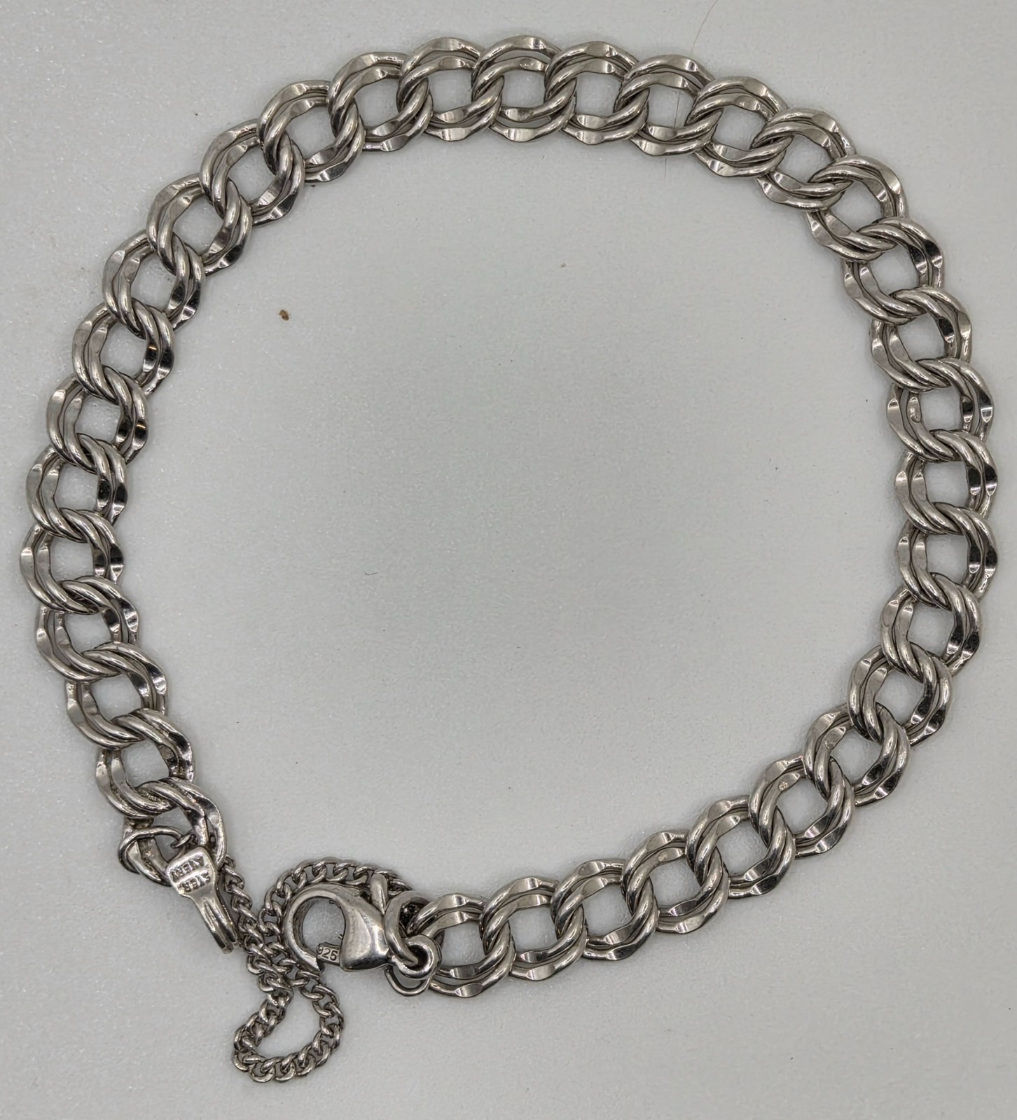 Vintage James Avery Sterling Silver Double Curb Charm Bracelet 7 3/16\