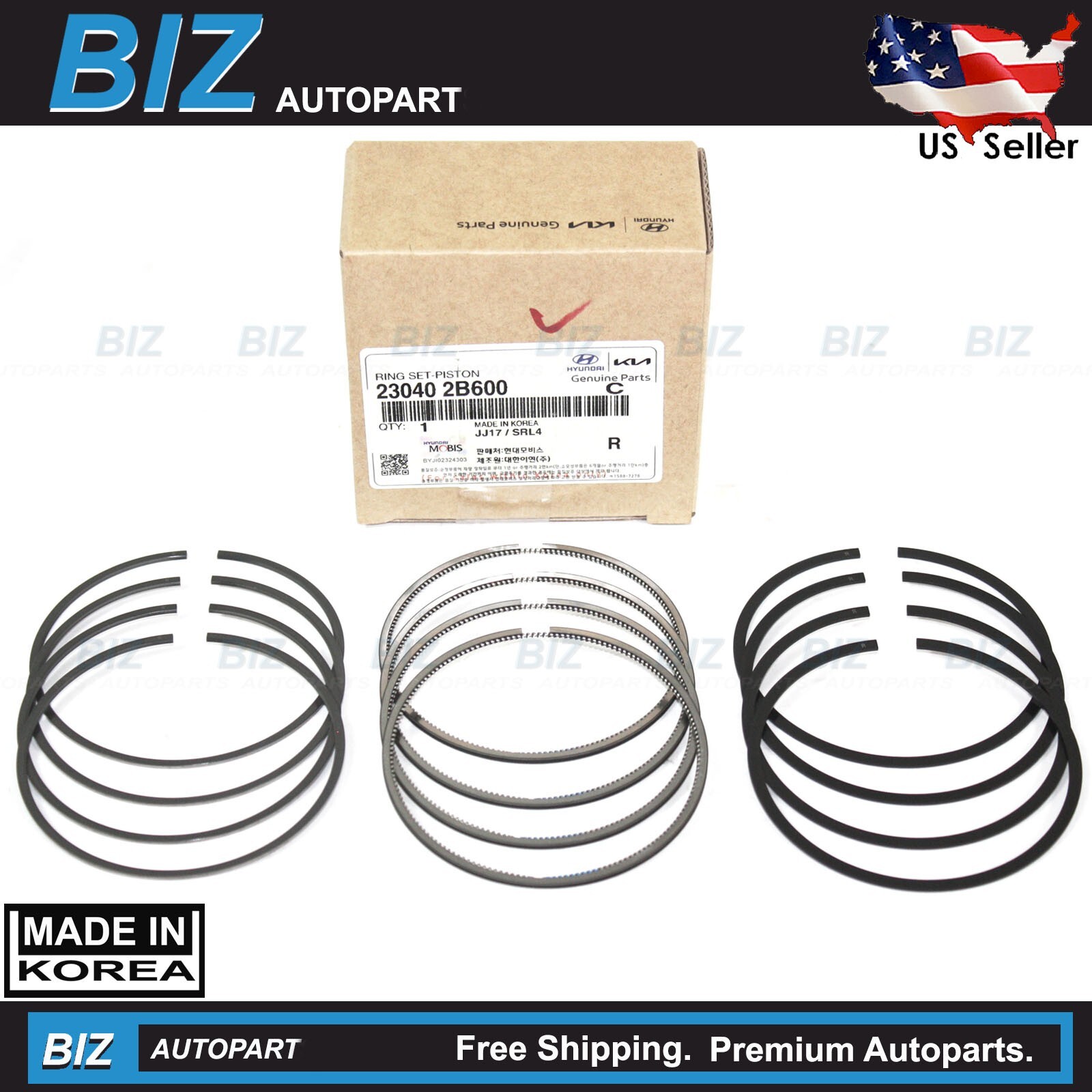 GENUINE Piston Rings STD for 2012-2020 Accent Veloster Rio Soul 1.6L 23040-2B600