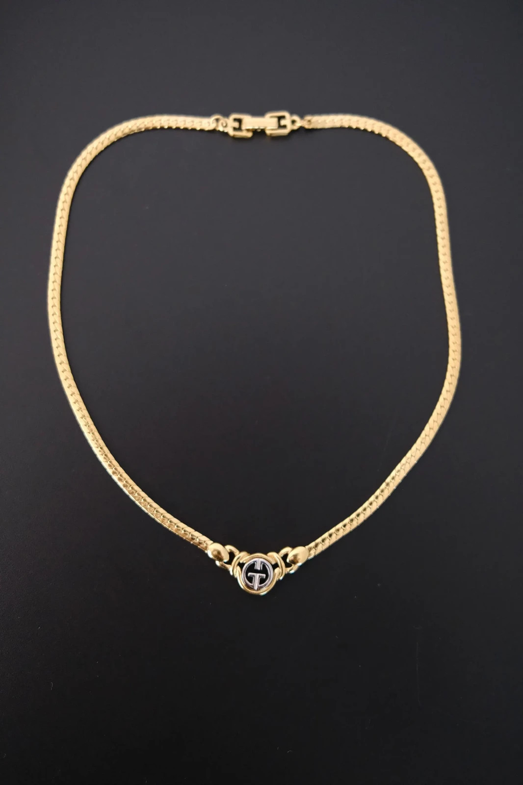 Vintage Givenchy Gold-Tone Logo Choker Necklace – Signed Chain Jewelry