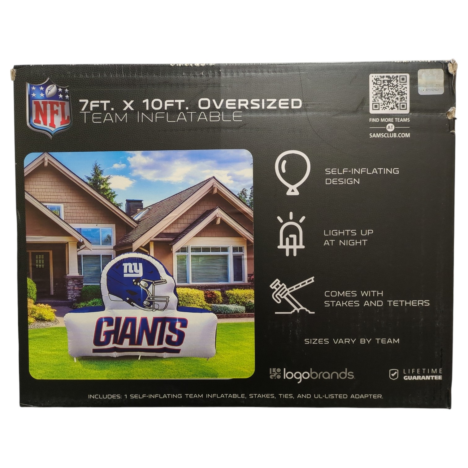 Logo Brands New York Giants Pre-Lit 7'x10' Team Inflatable