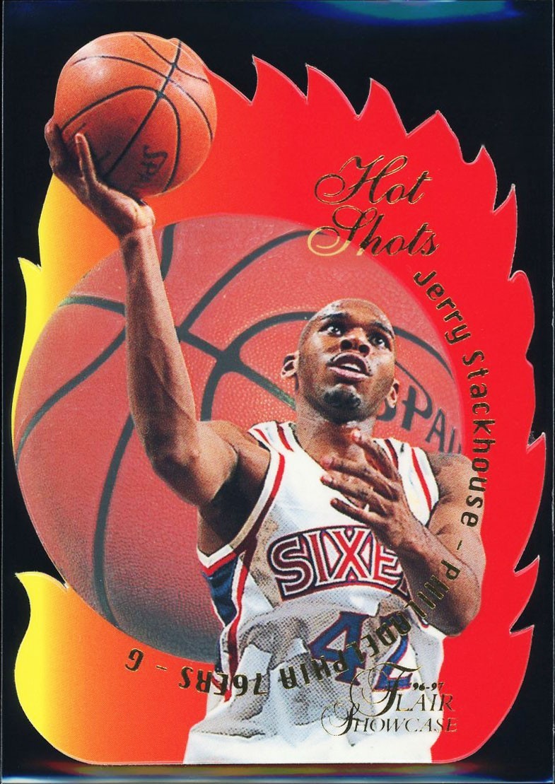 Jerry Stackhouse 1996-97 Flair Showcase #16 Hot Shots Die-Cut SSP Insert 76ers