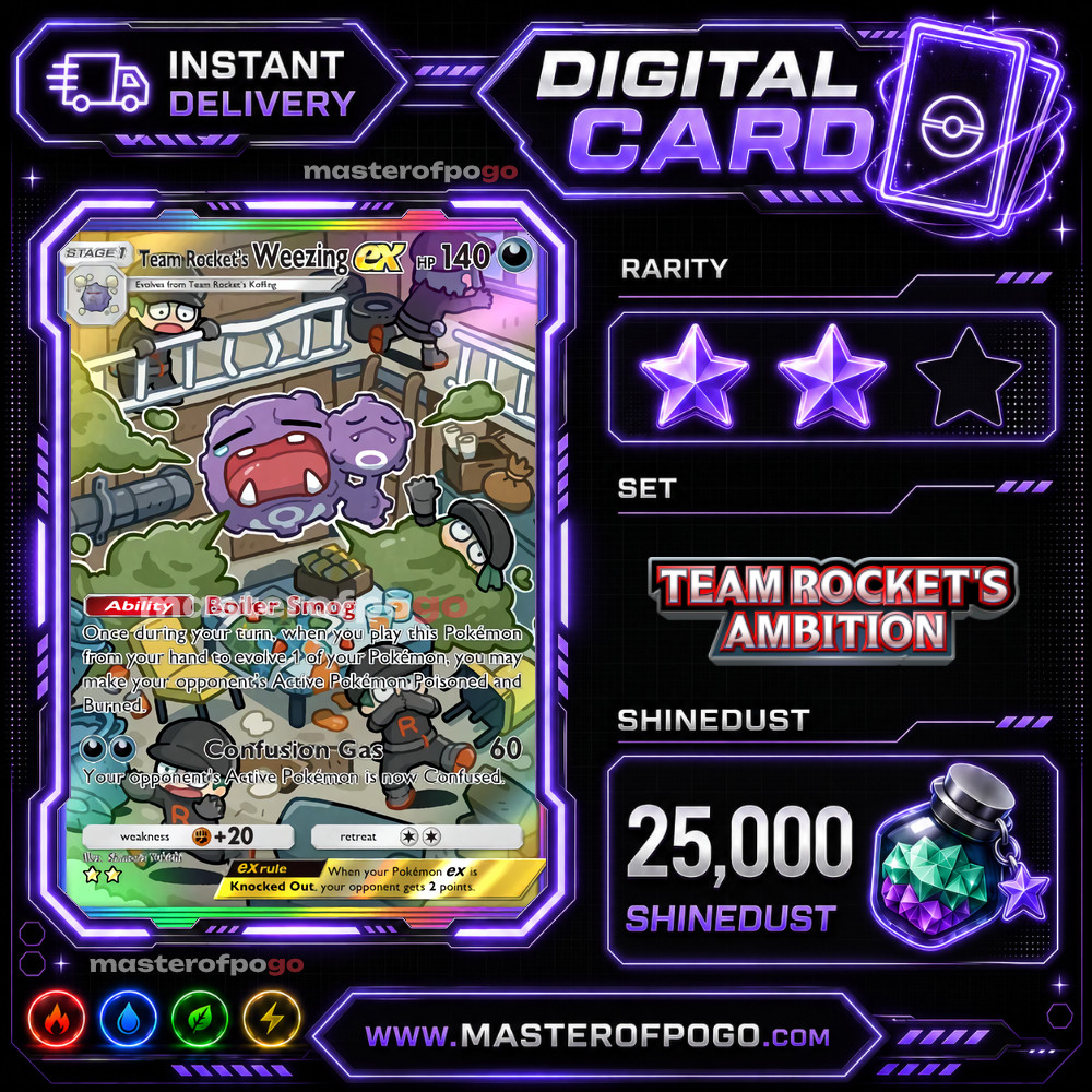 Pokemon TCG Pocket - Team Rocket's Weezing EX - Rainbow Full Art 2 Star