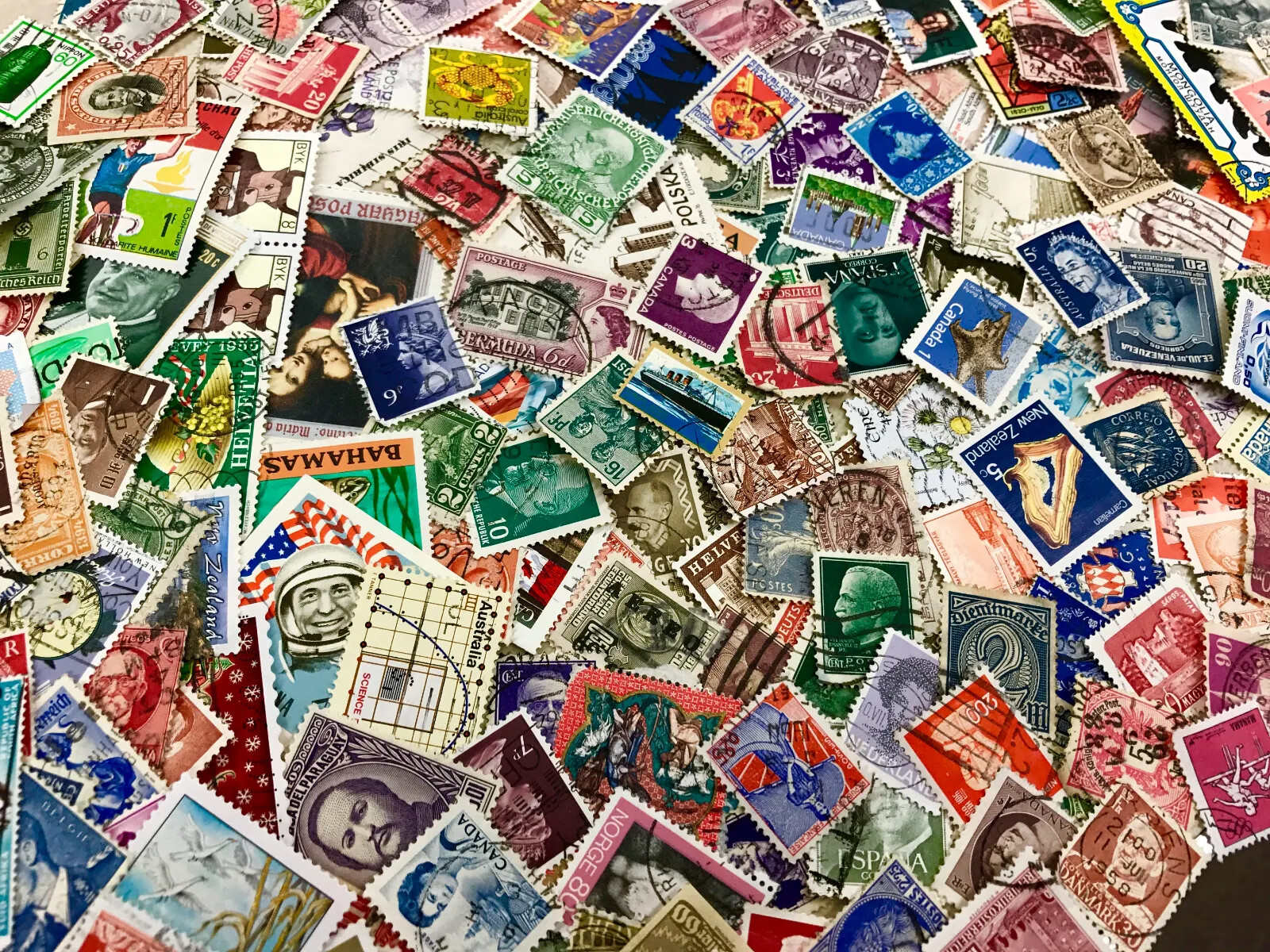 Worldwide Vintage Stamps - NO DUPLICATES Used, off paper.  Wide variety