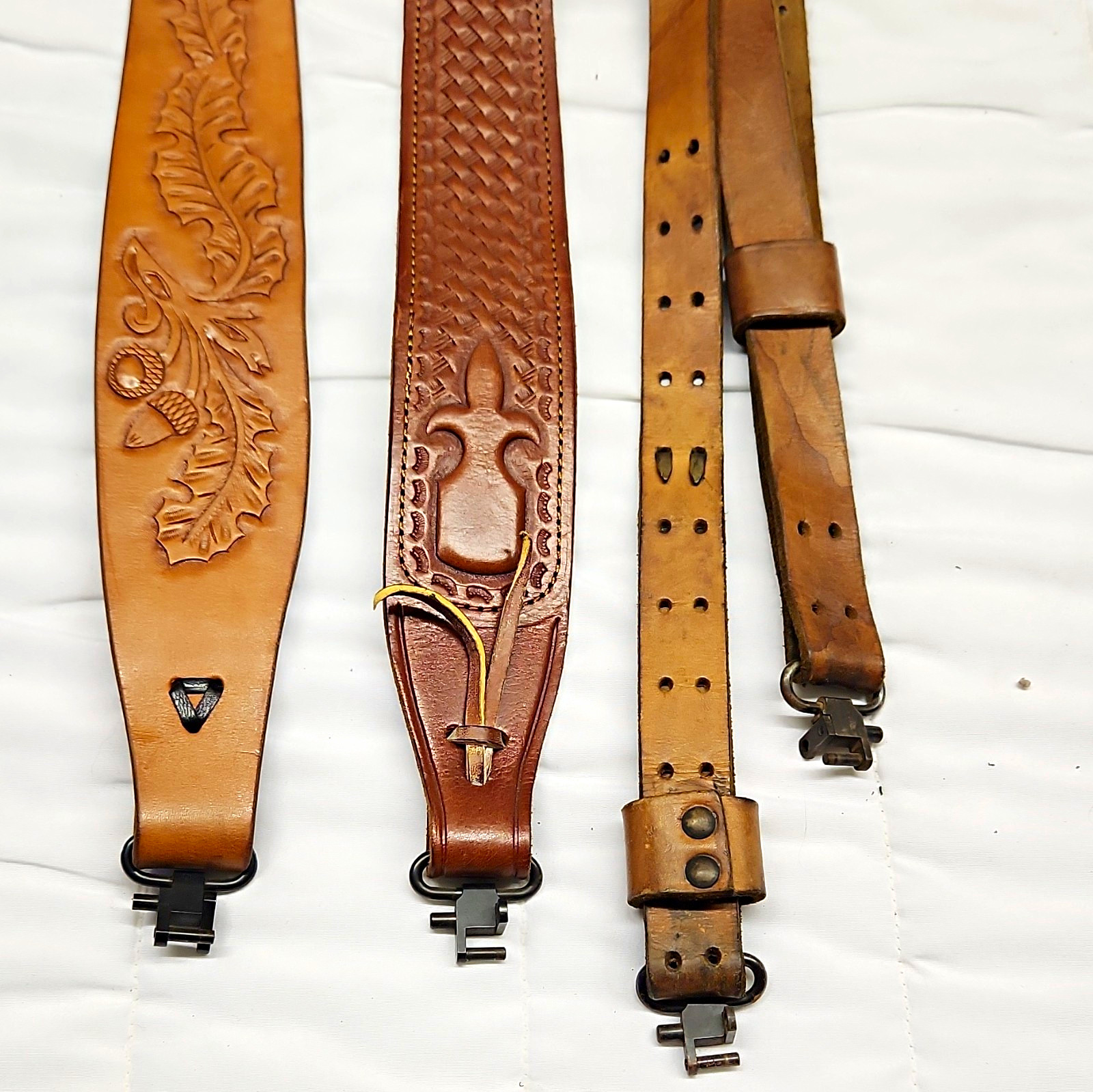 VINTAGE Leather Rifle Slings w/ Swivels, Adjustable Shoulder Straps