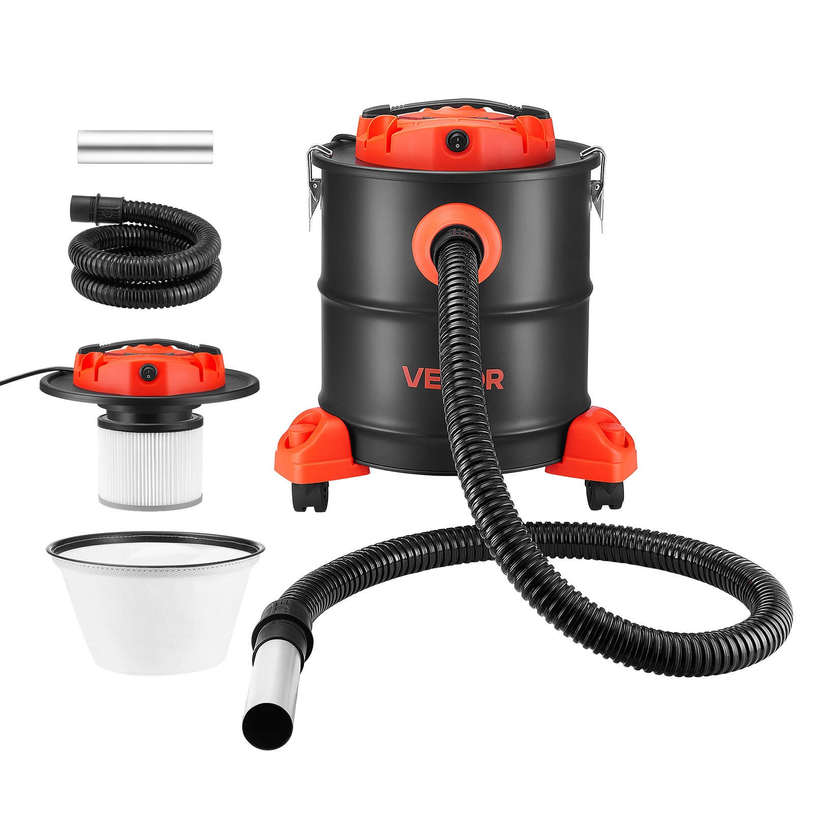 VEVOR Ash Vacuum 5.3 Gallon 1200W Powerful Fireplace Cleaner with Casters Grills
