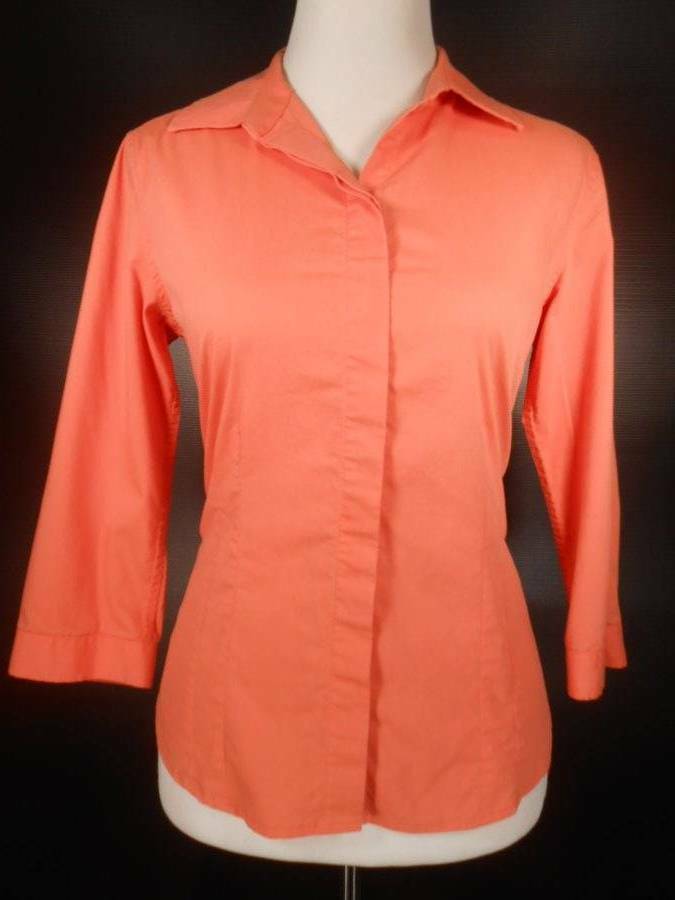 Beautiful Women\'s Size 0 Chico\'s Orange 3/4 Sleeve Fitted Button Blouse GUC