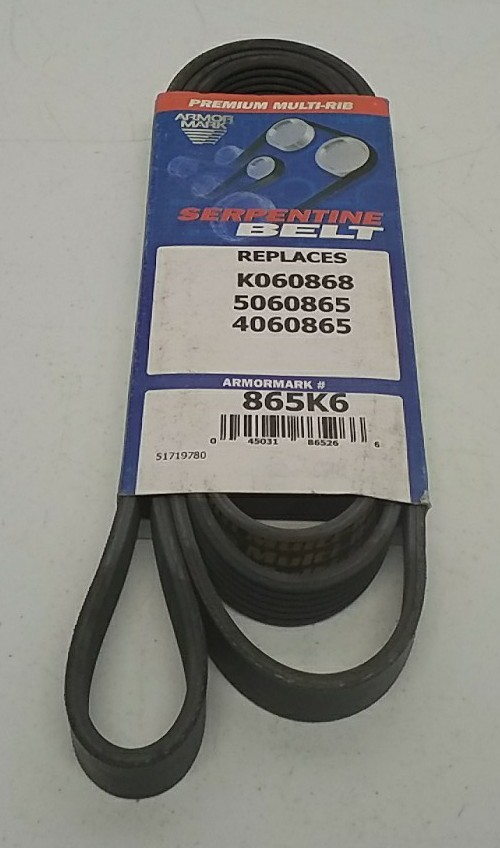 Armor Mark 865K6 Premium Multi-Rib Serpentine Drive Belt Replacement Armor Mark 865K6 Premium Multi-Rib Serpentine Drive Belt Replacement