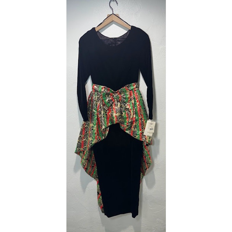 Dead Stock Vintage Jessica McClintock Black Velvet Prom Dress