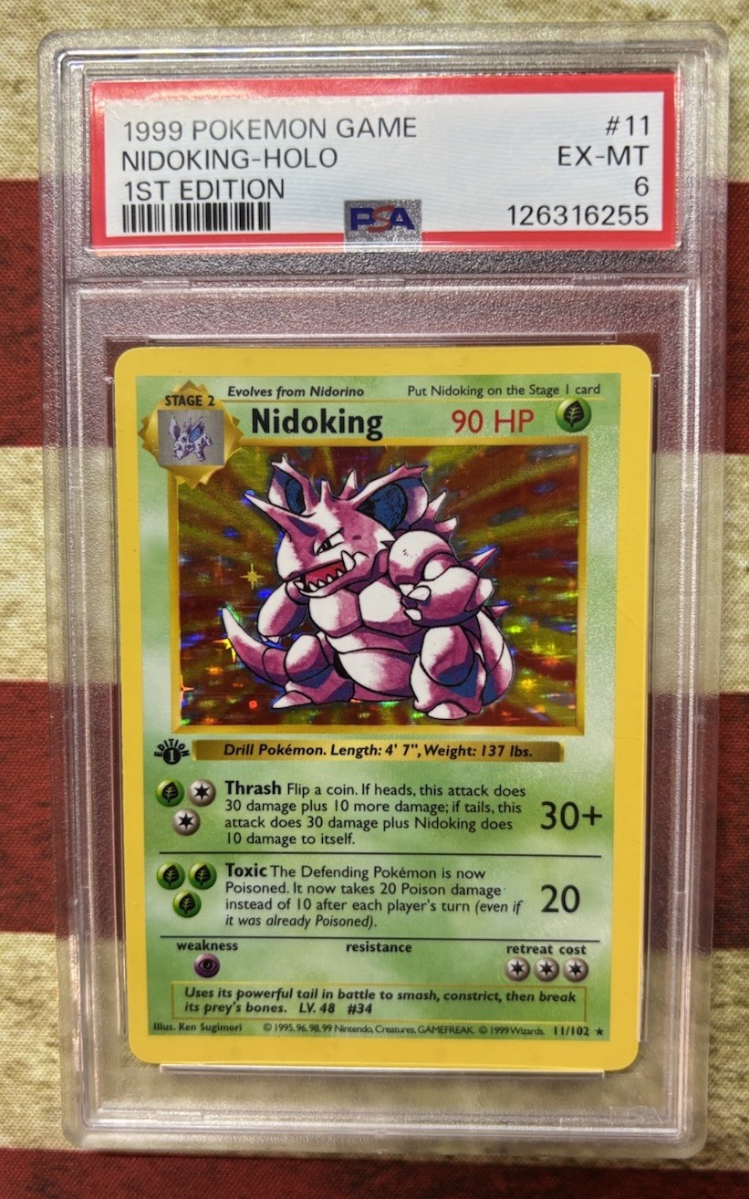 1999 POKEMON BASE SET 1ST EDITION SHADOWLESS #11 NIDOKING-HOLO PSA 6