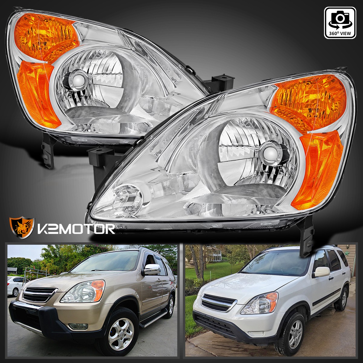 Fits 2002-2004 Honda CRV CR-V Headlights Replacement Lamps Left+Right 02 03 04 Fits 2002-2004 Honda CRV CR-V Headlights Replacement Lamps Left+Right 02 03 04