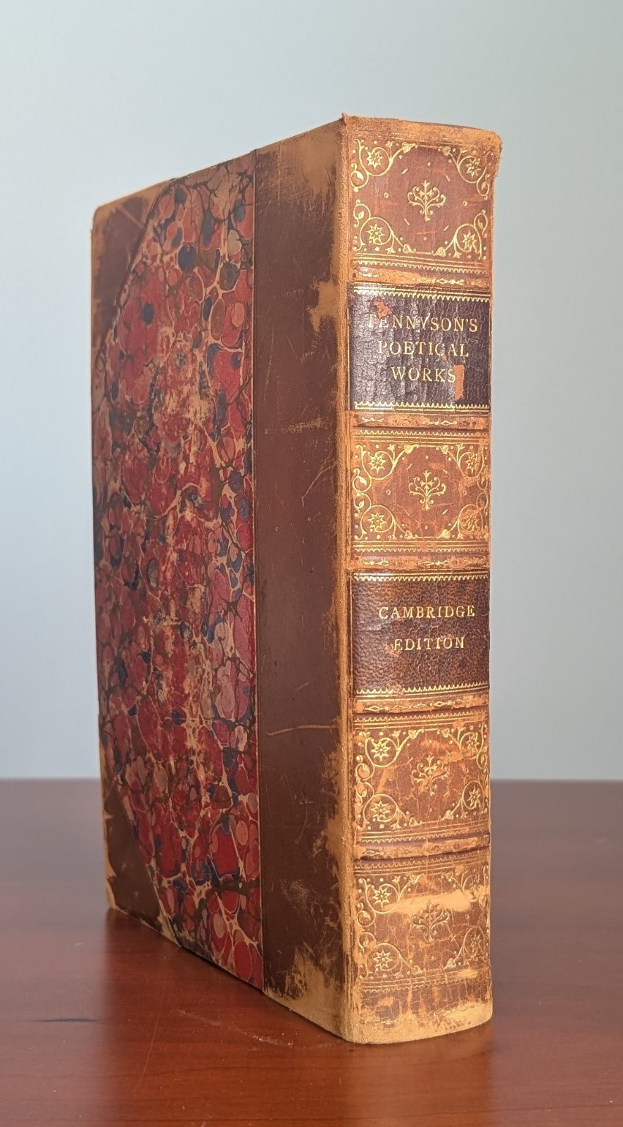 1898 Tennyson Poetic & Dramatic Works Cambridge Edition Leather Binding Antique