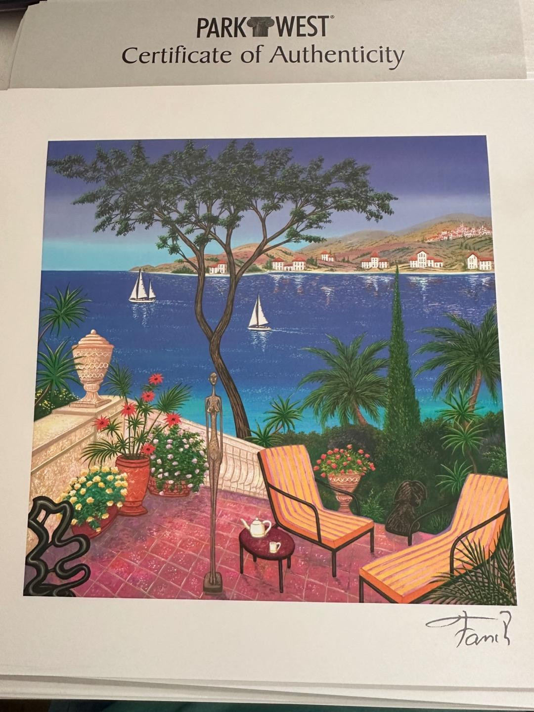 Fanch Francois Ledan Terrace with Sculptures Seriolithograph Signed COA Art New