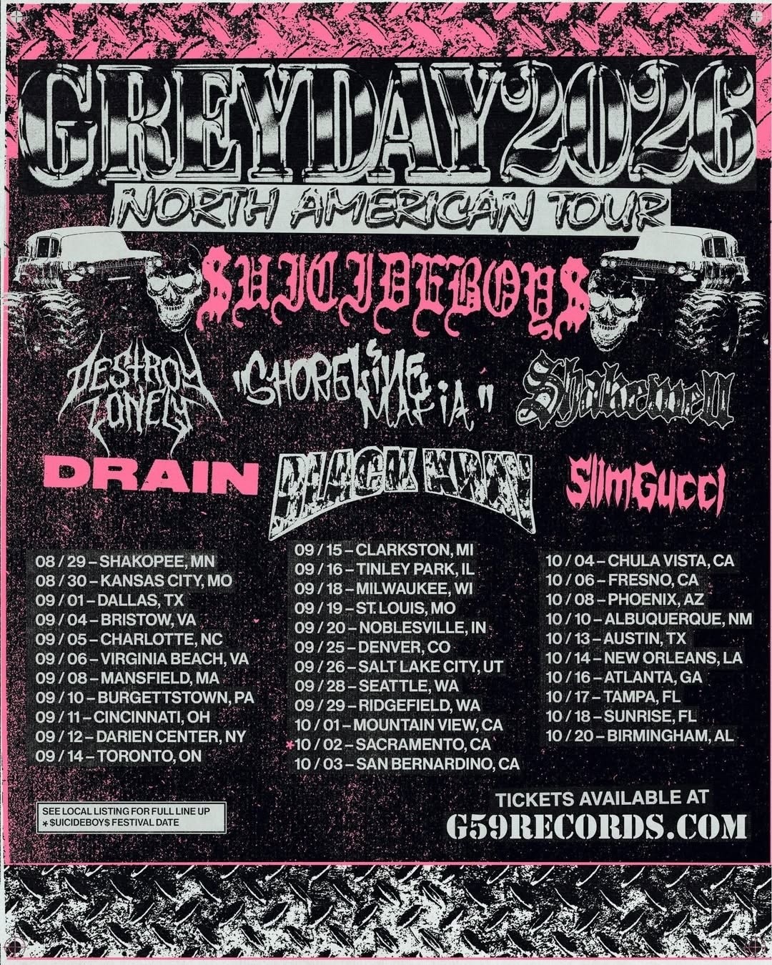 Suicide Boys Grey Day 2026 North America Tour Poster
