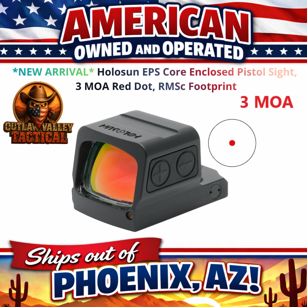 Holosun EPS Core Enclosed Pistol Sight, 3 MOA Red Dot, RMSc Footprint