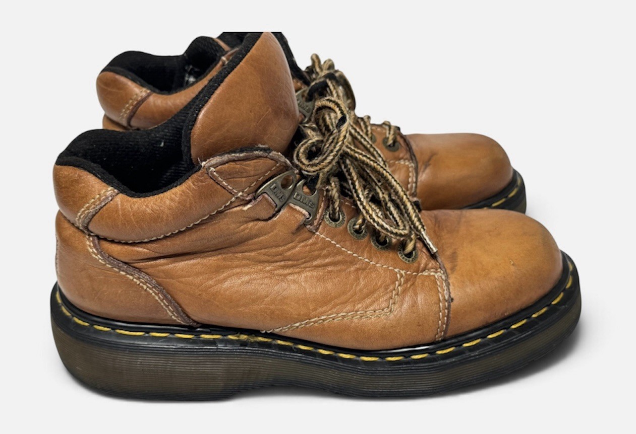 Vtg Dr. Martens 9365 Made In England Men Size8 Brown Leather DM\'s Ankle Shoes
