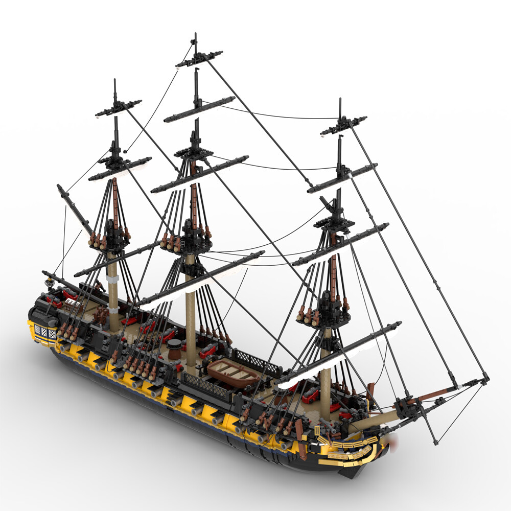 MOC-123262 44-gun Frigate Full Rigged Ship with 3 Masts and Interior 6029 Pieces