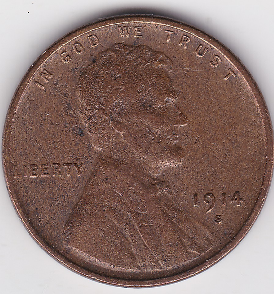 1914 S  Lincoln Wheat Cent,  Key early date  Better Grade  environmental damage