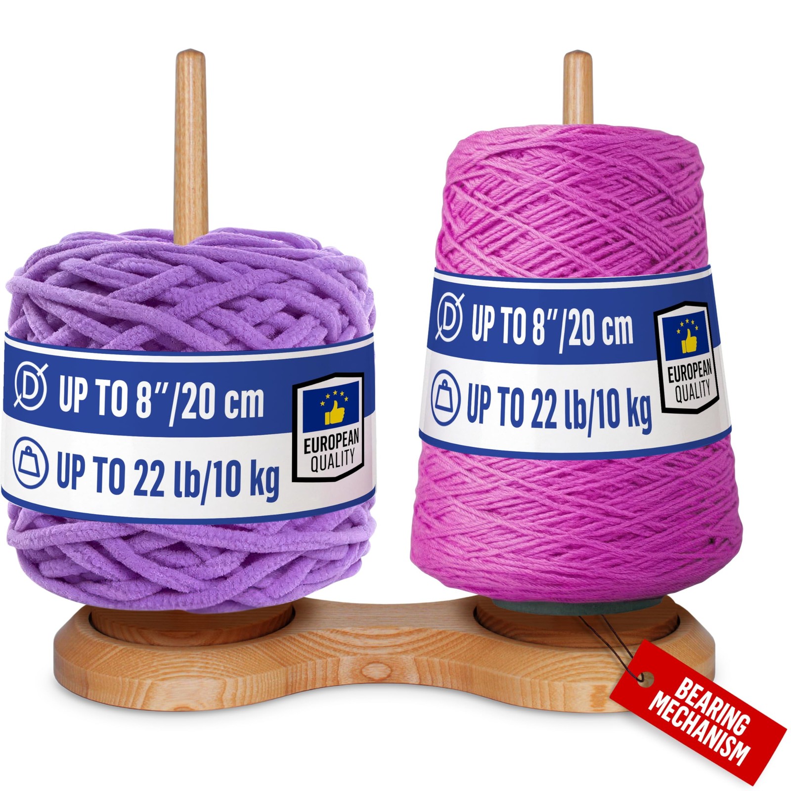 Double Yarn Holder 44 Lb Total Capacity for Chunky Yarn | Dual Bearing Spinne...