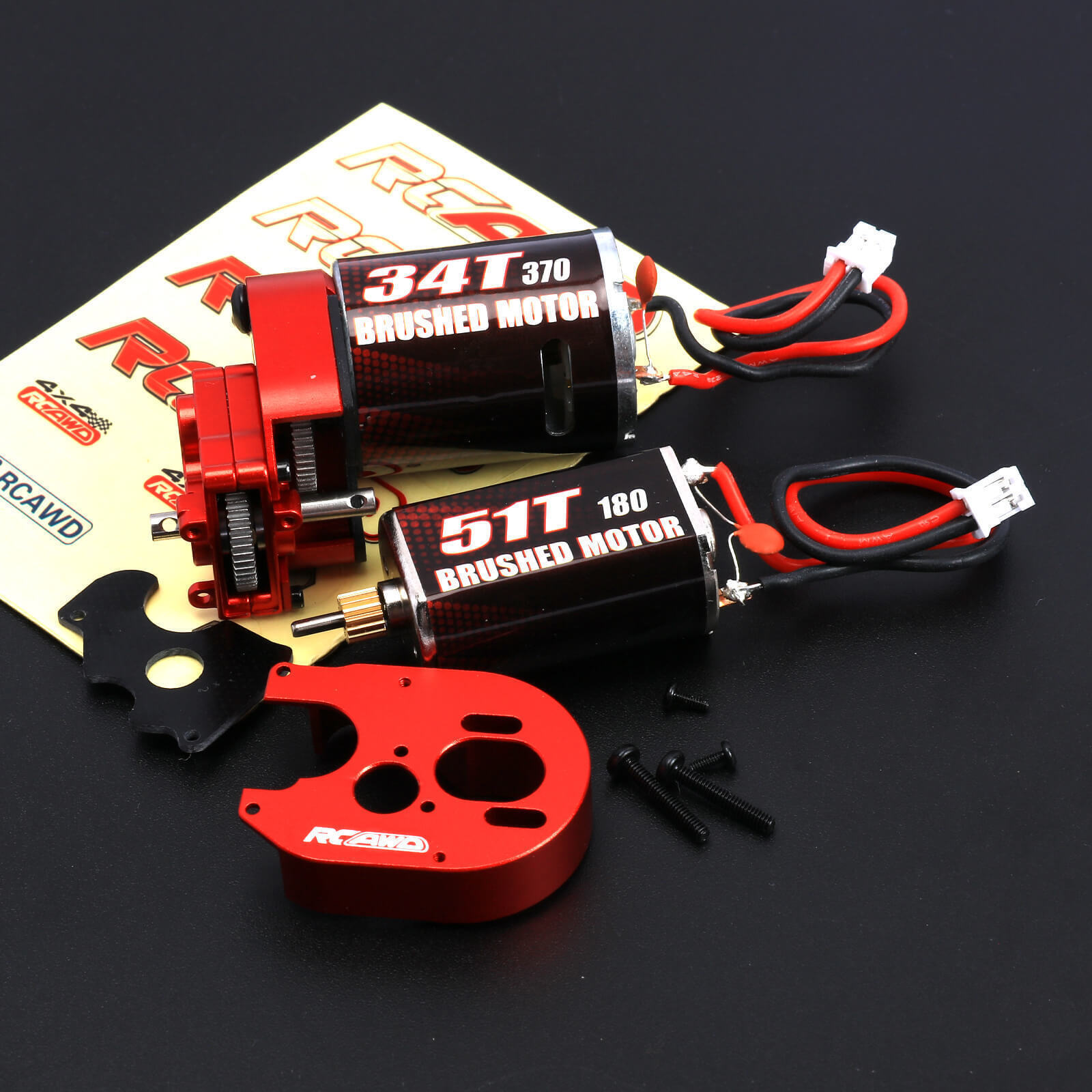RCAWD SCX24 180 370 Motor 51T Transmission Gearbox for Axial 1/24 SCX24
