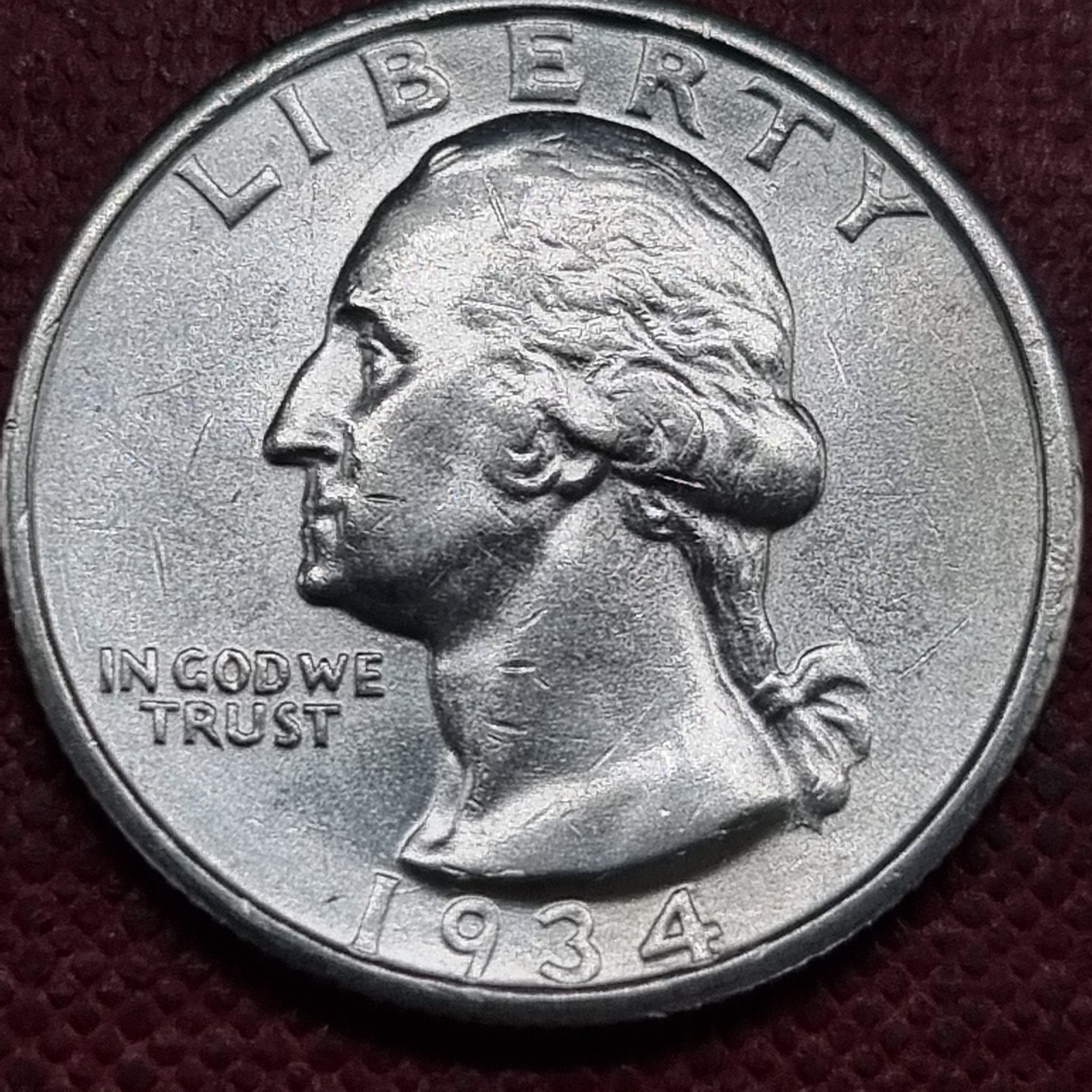 1934 D Washington Quarter 25c UNC Uncirculated High Grade #100461