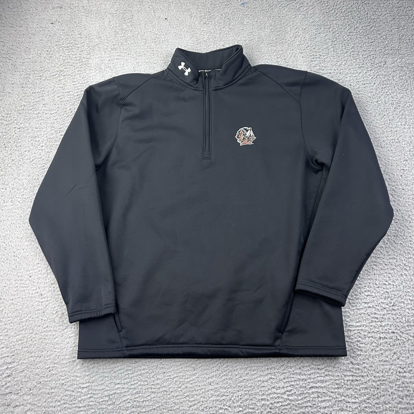 North Dakota Fighting Sioux Under Armour Quarter Zip Black Size Medium UND