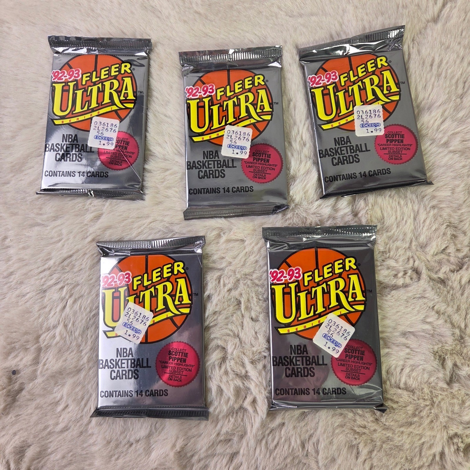 5x 1992-93 Fleer Ultra Series 1 NBA Sealed Packs 5x 1992-93 Fleer Ultra Series 1 NBA Sealed Packs