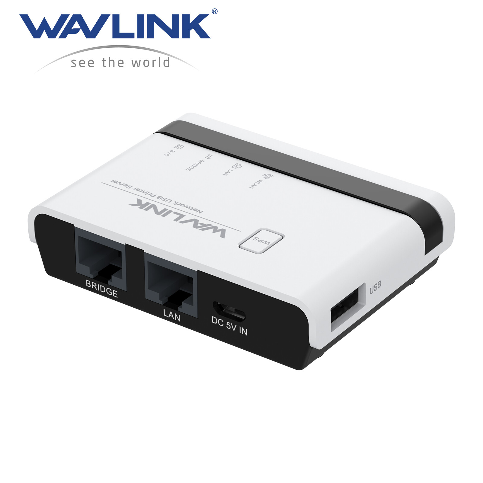 WAVLINK WIRED WIRELESS STANDALONE PRINTER SEVER MULTI‑PRINTER SUPPORT USB HUB
