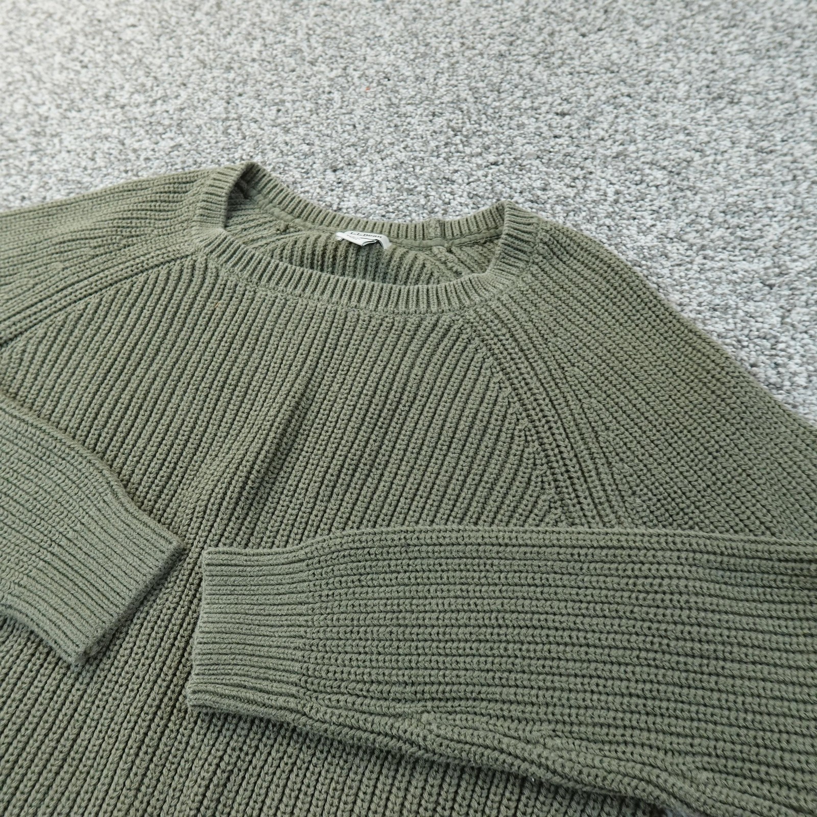 LL Bean Sweater Womens M Green Heavy Chunky Knit Pullover Crewneck Outdoor Hike