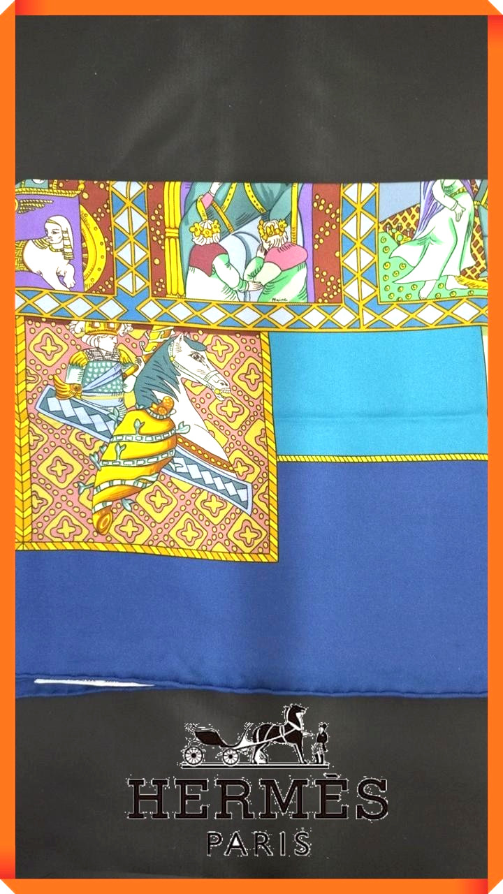 HERMES Carre 90 LE TAROT Silk Scarf 90cm Vintage Made in France From Japan Auth