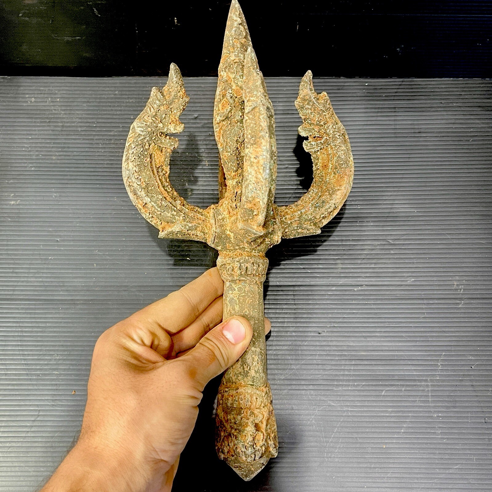 Ancient Near East Bronze Large Sceptre With Dragon Figures Circa 300-250BC Ancient Near East Bronze Large Sceptre With Dragon Figures Circa 300-250BC