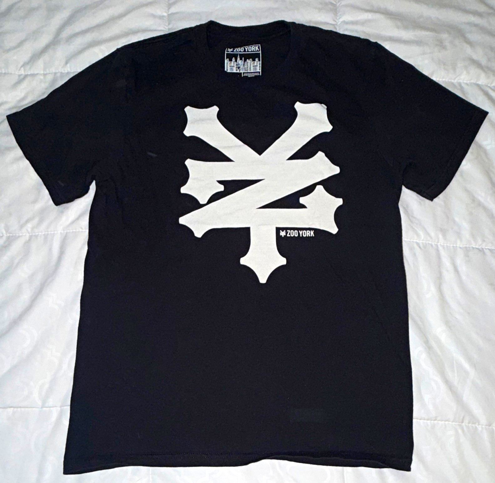 VTG Zoo York Men\'s M Black Graphic Logo Crew Neck Short Sleeve Cotton  T-Shirt