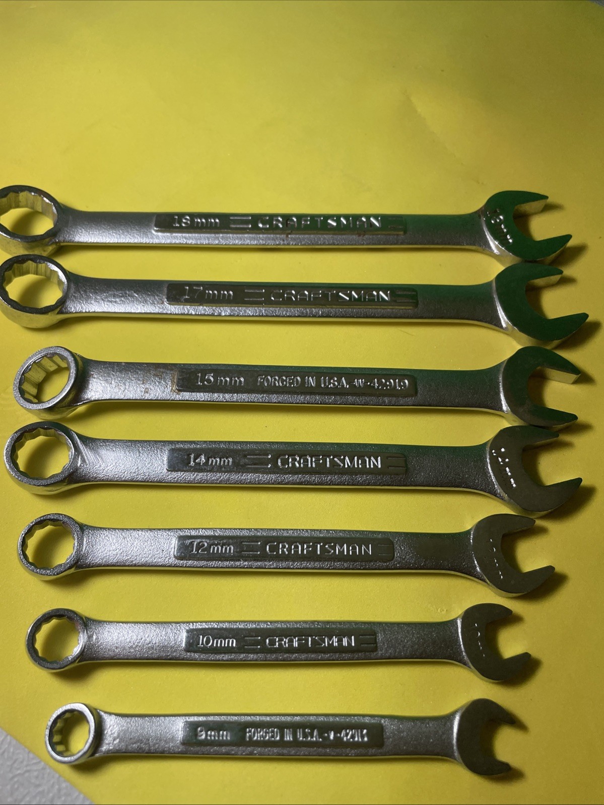 7 Craftsman -V- Vintage Tools and Vv Combination Wrenches 18mm-9mm 7 Craftsman -V- Vintage Tools and Vv Combination Wrenches 18mm-9mm