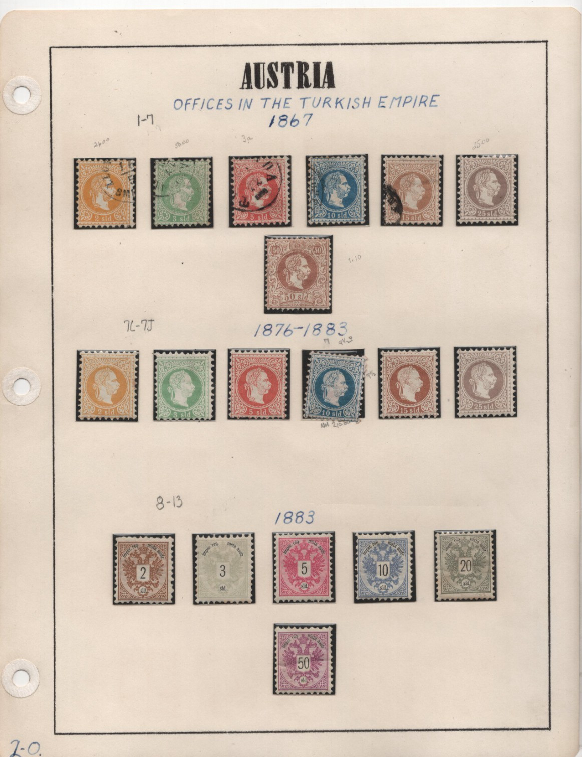 Austria 1867-1908 Offices In Turkey Collection Of 68 Stamps Mint & Used