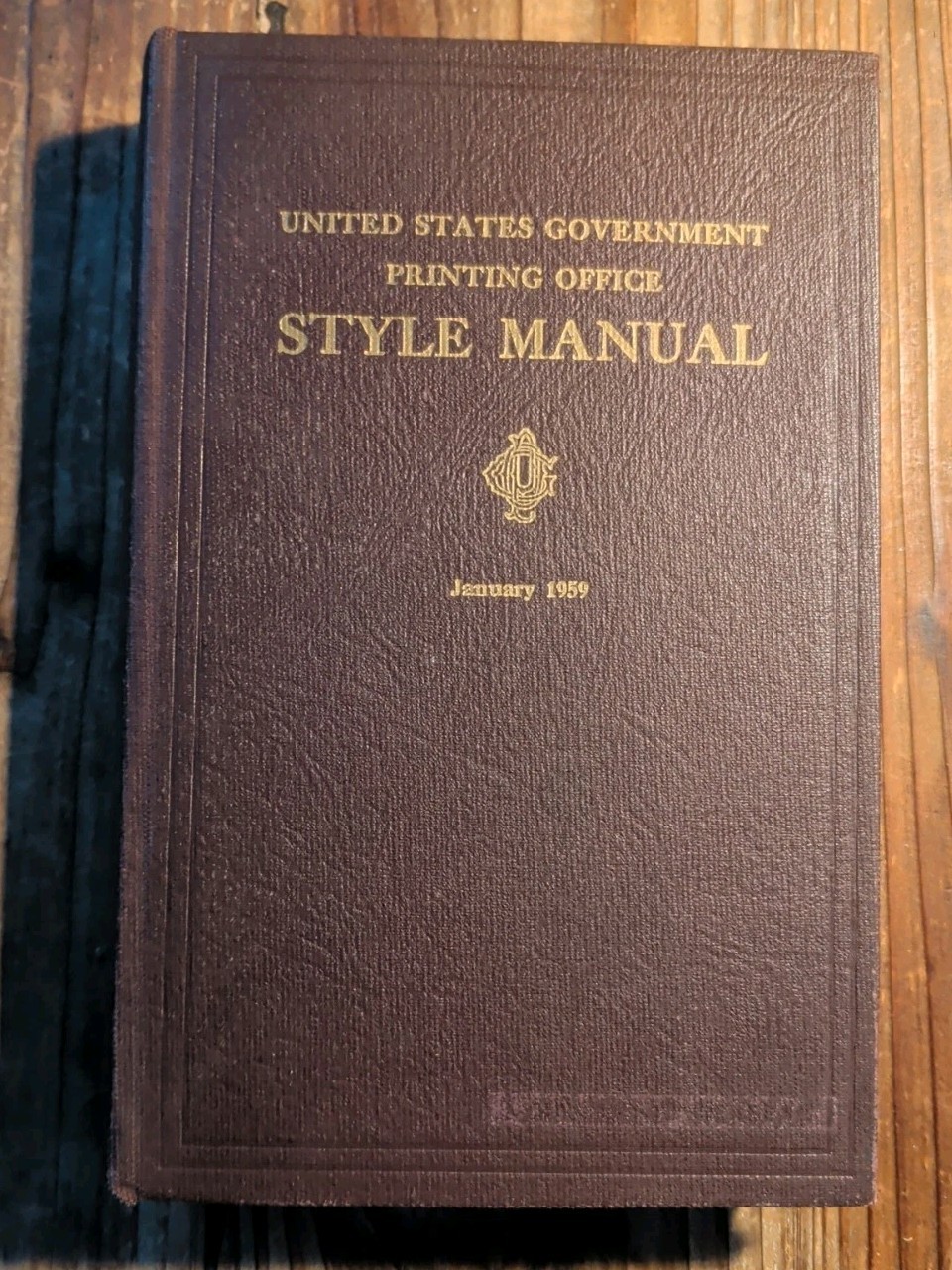 1959 U.S Government Printing Office Style Manual With Senate Republican Stamp