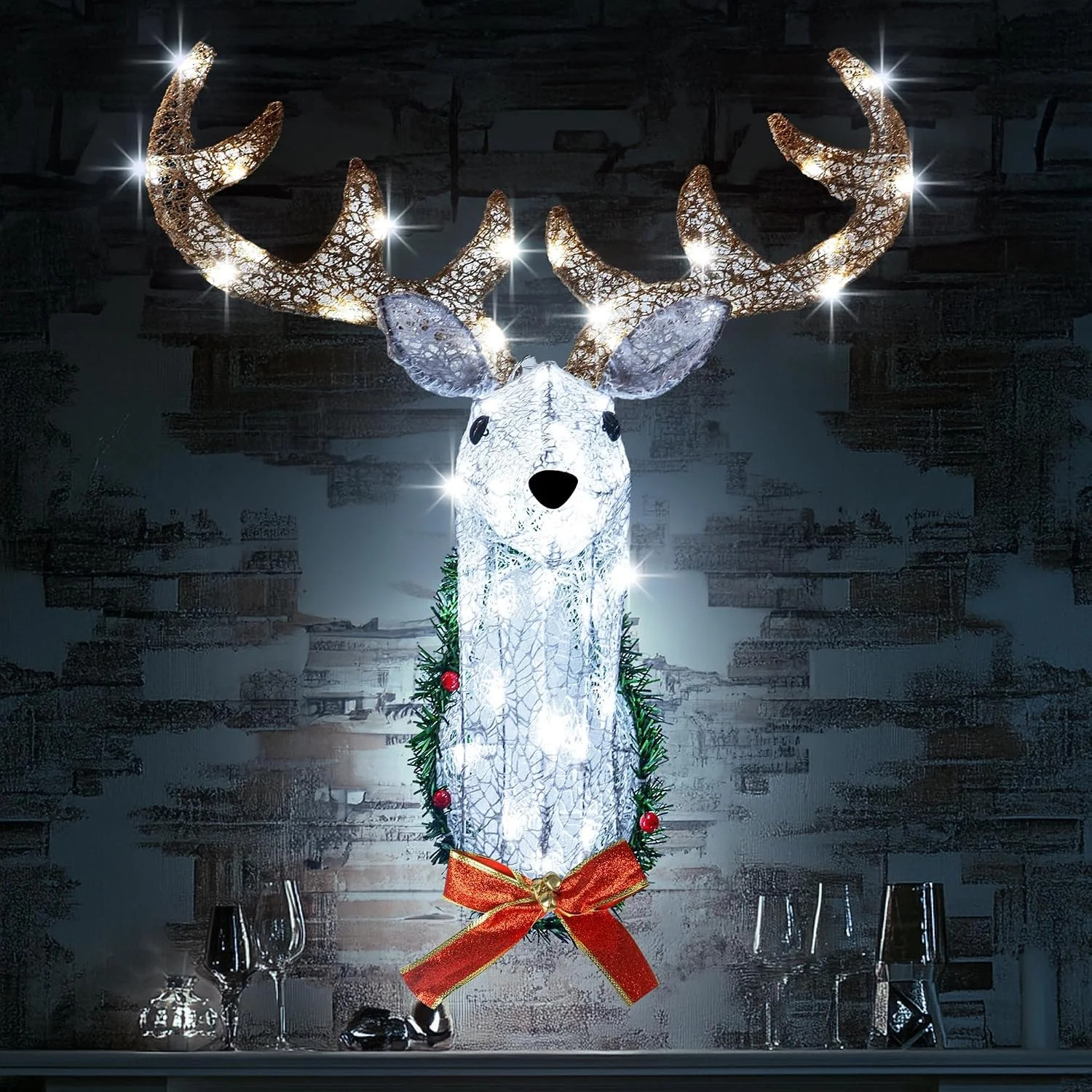 Lighted Christmas Wall Decoration Reindeer Head, 32\ Lighted Christmas Wall Decoration Reindeer Head, 32\