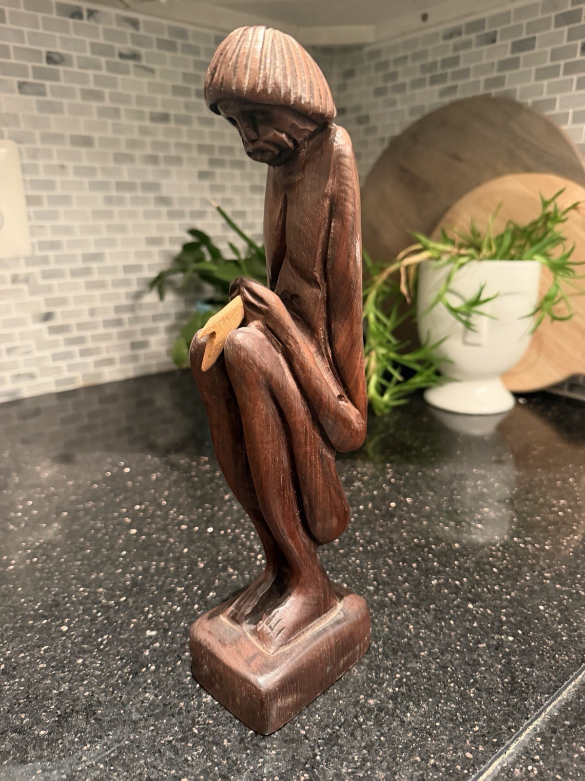 Vintage Hand-Carved Wooden Folk Art Sculpture 11”