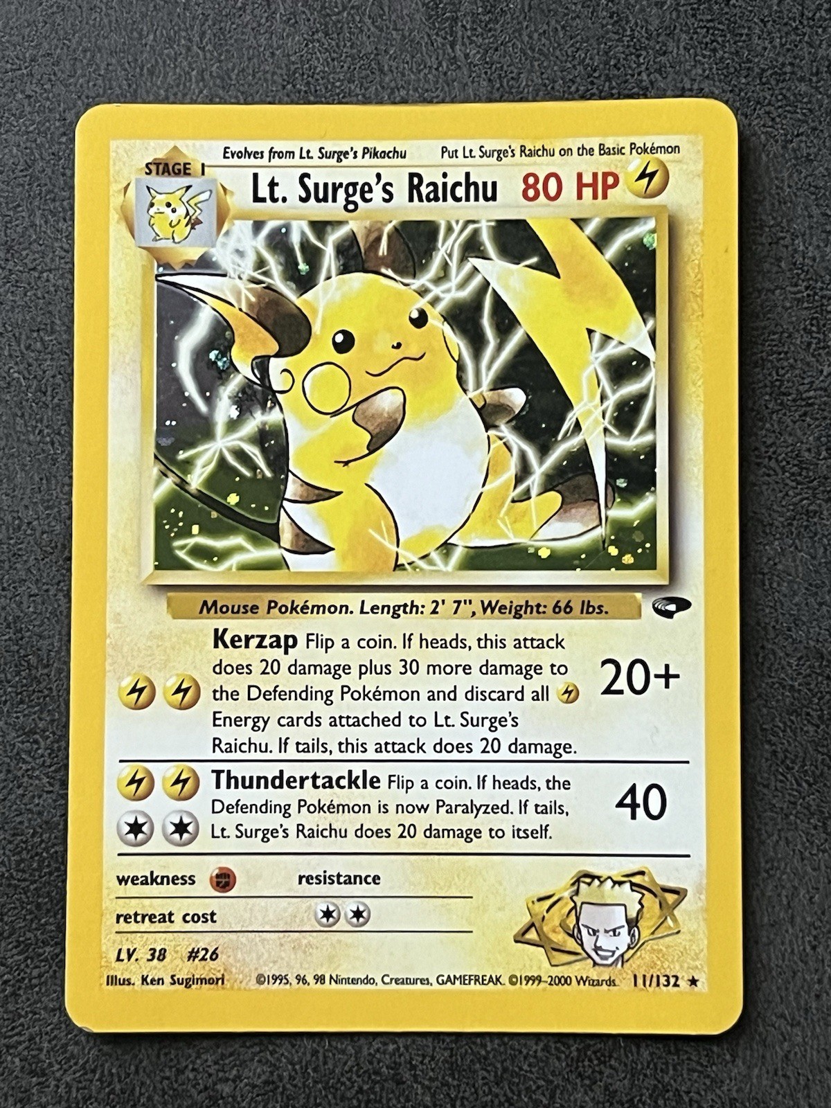 Lt. Surge\'s Raichu 11/132 LP Gym Challenge Holo Pokemon TCG WOTC Lt. Surge\'s Raichu 11/132 LP Gym Challenge Holo Pokemon TCG WOTC