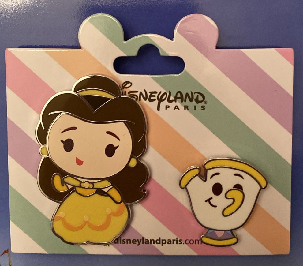 Disney ~ Disneyland Paris ~ Cute Collection BELLE And CHIP Pin Set ~  Adorable 