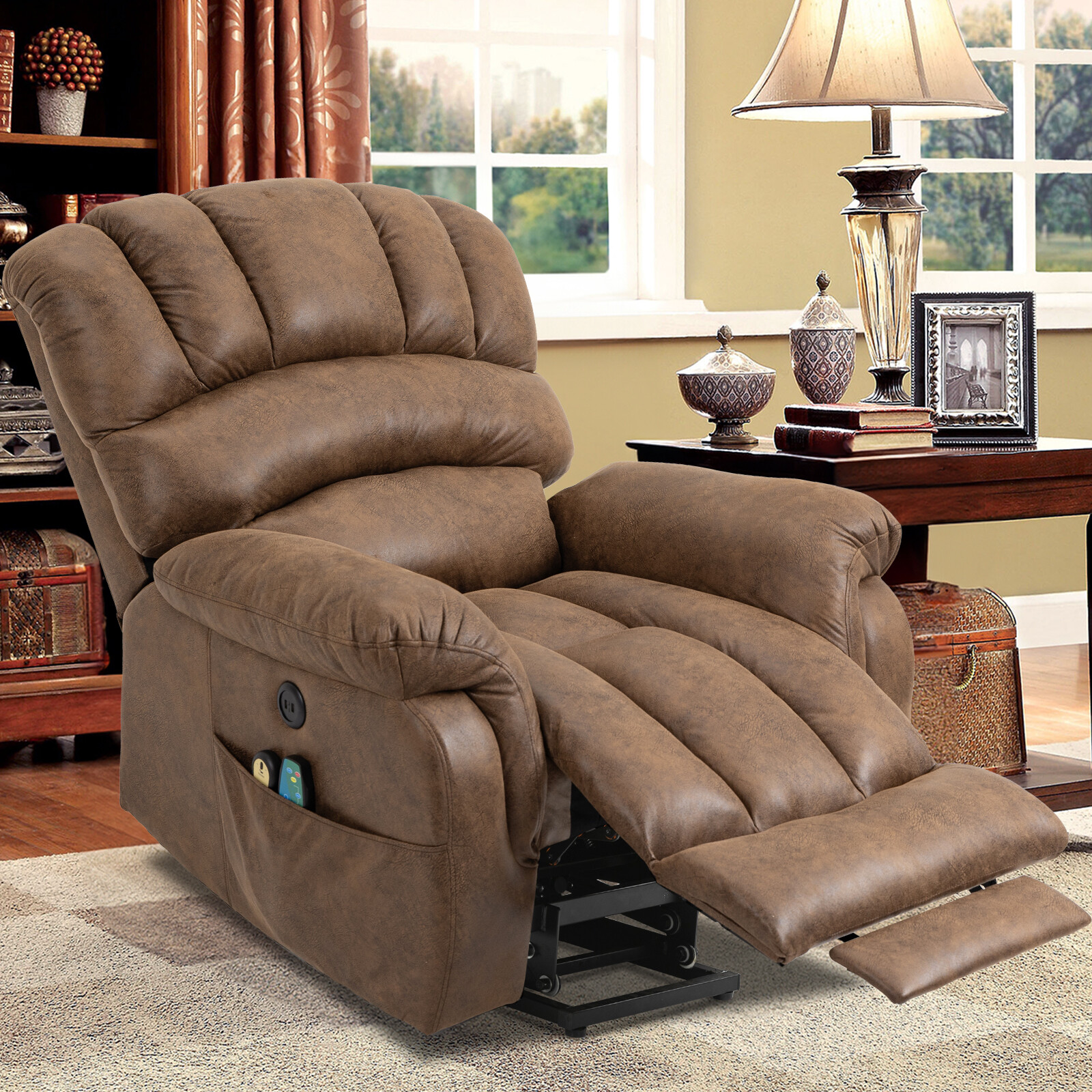 Big Tall Large Electric Power Lift Recliner Chair Extended Footrest Massage Heat Big Tall Large Electric Power Lift Recliner Chair Extended Footrest Massage Heat