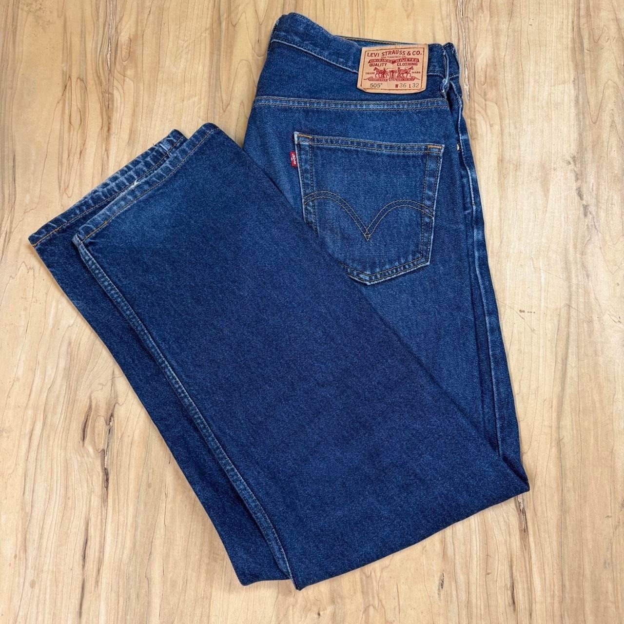 Vintage Levis 505 Dark Wash Regular Fit Denim Jeans 36x31 Blue 90s Mens