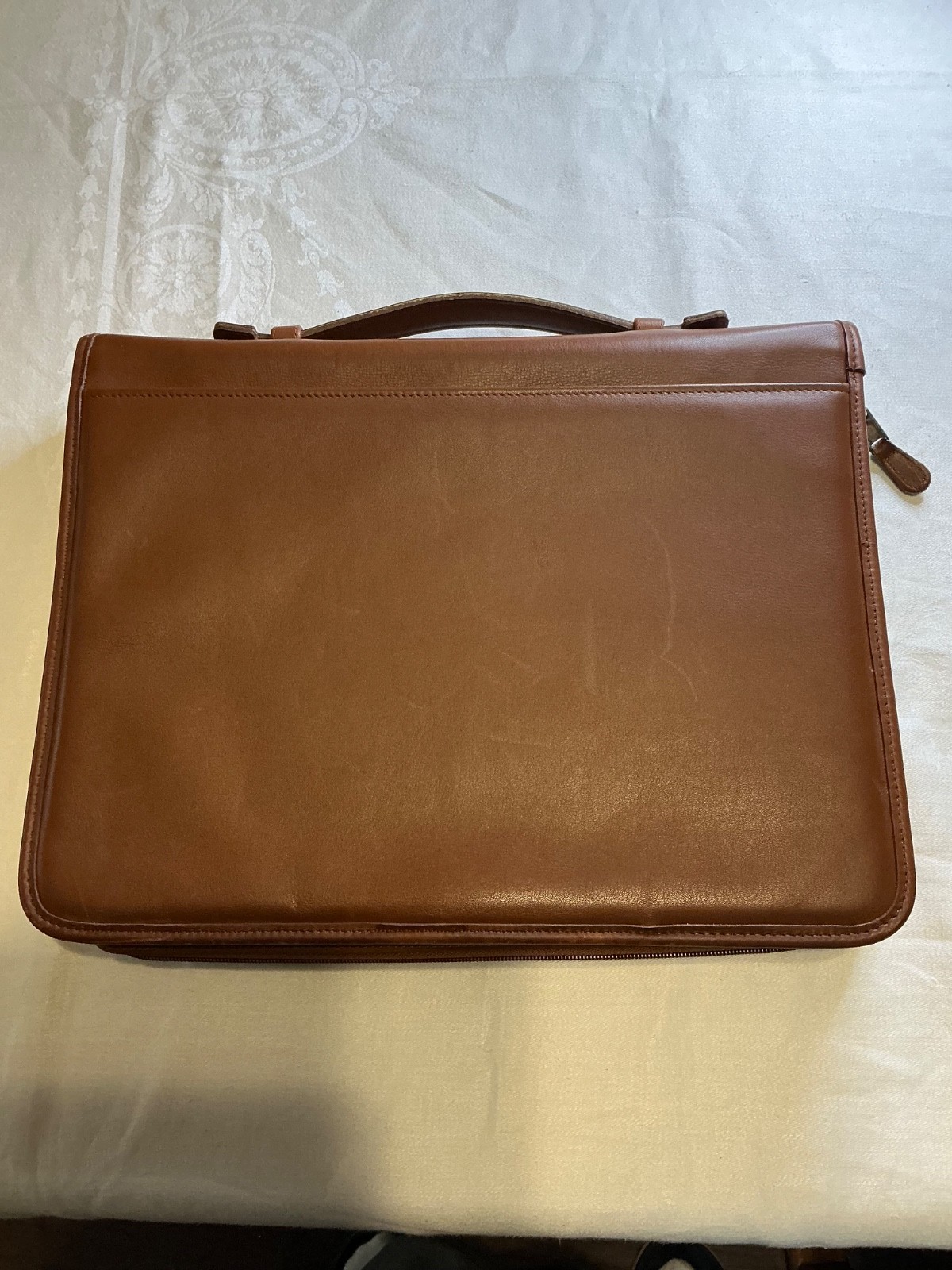 Vintage Coach Brown Leather Zip Around 3 Ring Planner Portfolio Briefcase