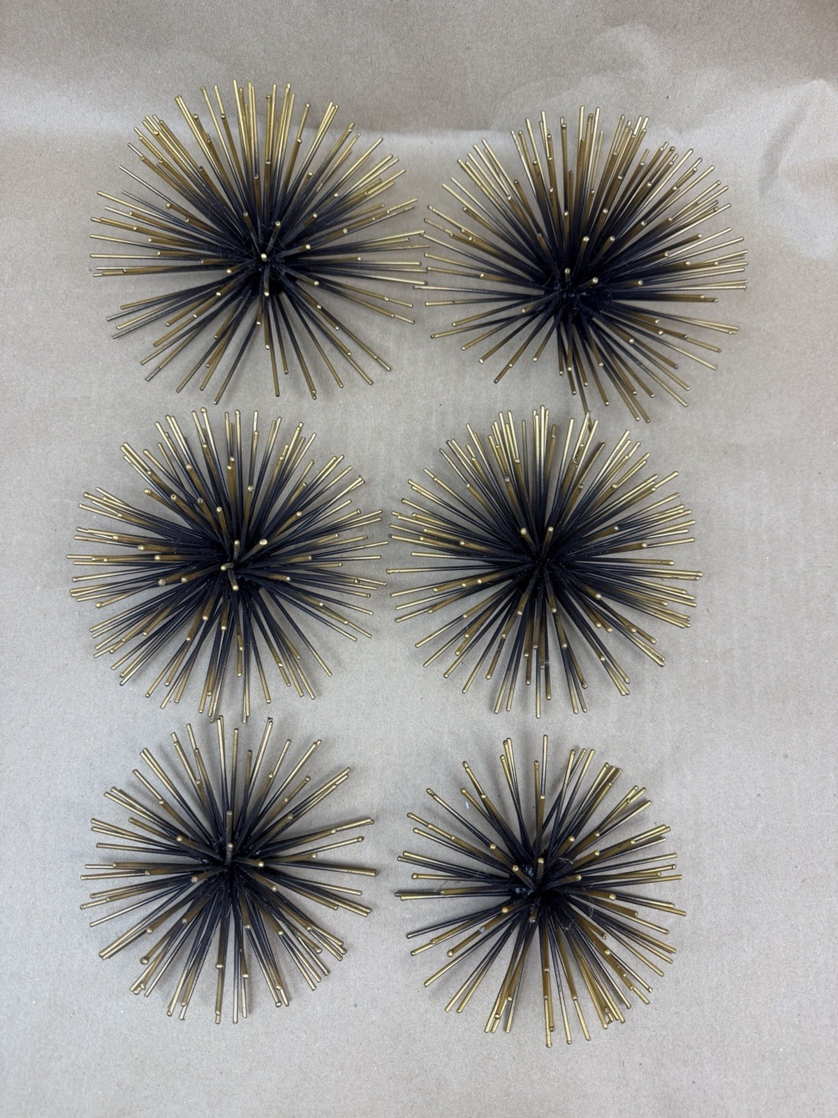 Vintage MCM Atomic Starburst Wall Decor Gold Black Spote Lot Of 6
