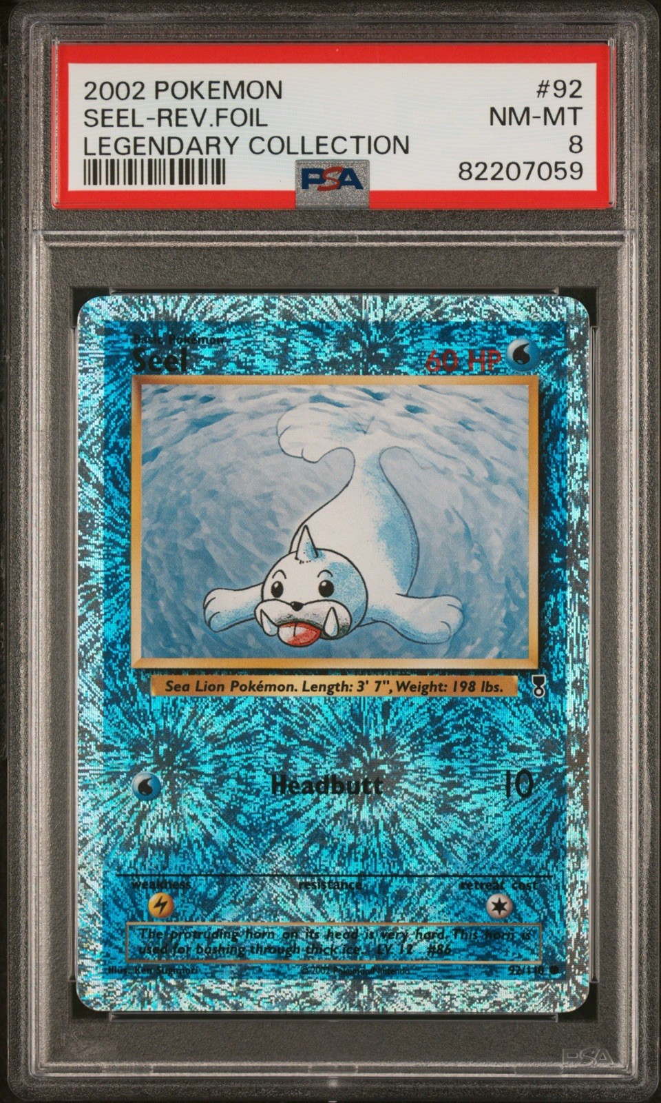 2002 Pokémon Legendary Collection Seel #92 Reverse Holo PSA 8 NM-MT WOTC