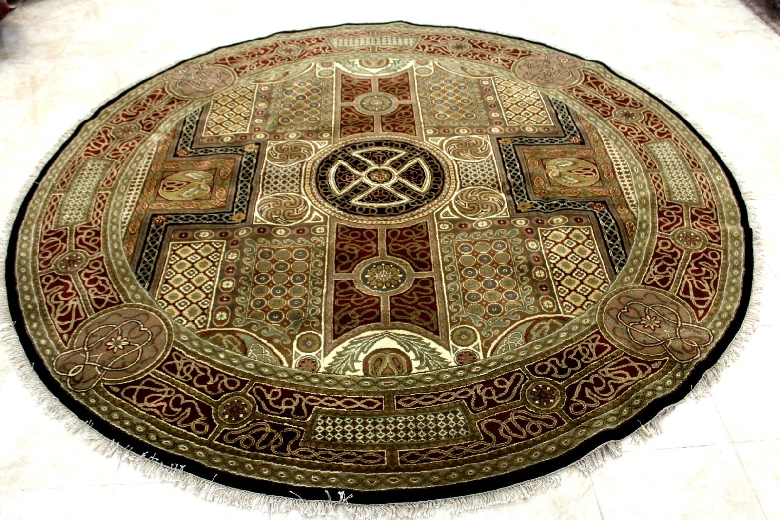10X10 MAGNIFICENT 300+KPSI HAND KNOTTED VEGETABLE DYE TABRIZZ TURKISH ROUND RUG